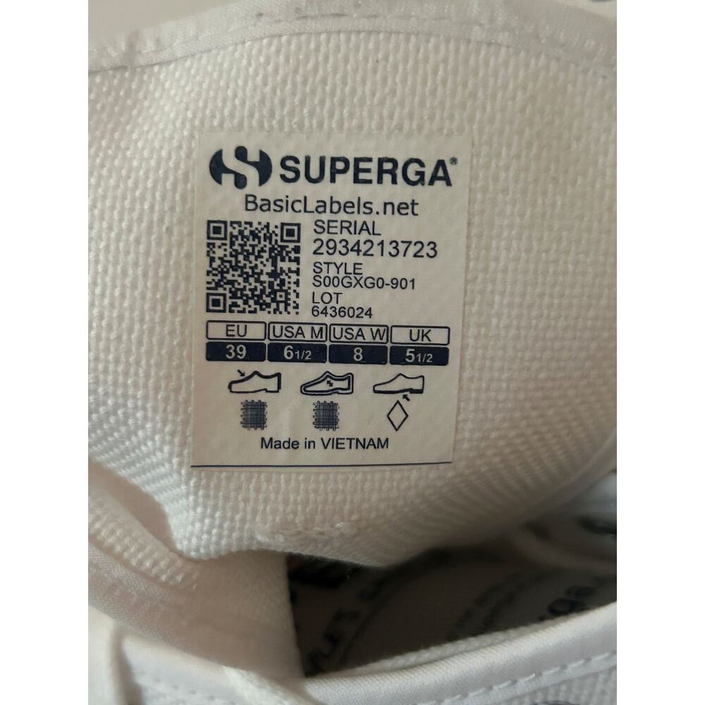 Superga Unisex White Canvas Lace Up High-Top Athletic Sneaker Men 6.5-Women 8 - Picture 10 of 11